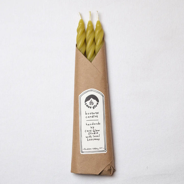 Chartreuse Beeswax Spiral Tapers - Set of 3