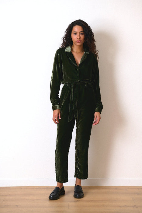 Toscane Green Velvet Jumpsuit