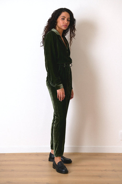 Toscane Green Velvet Jumpsuit