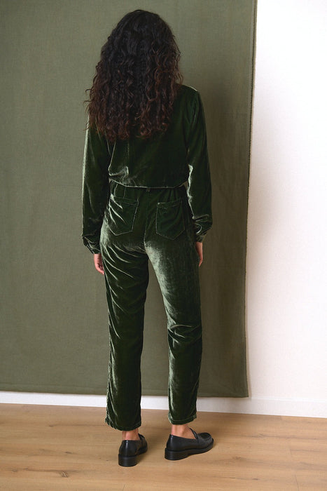 Toscane Green Velvet Jumpsuit