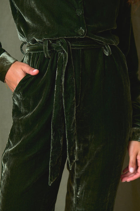 Toscane Green Velvet Jumpsuit