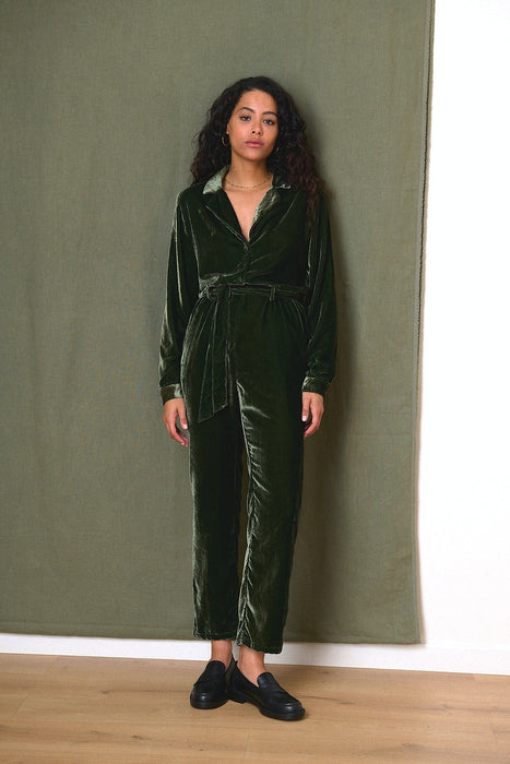 Toscane Green Velvet Jumpsuit