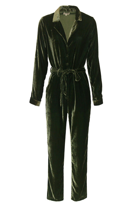 Toscane Green Velvet Jumpsuit