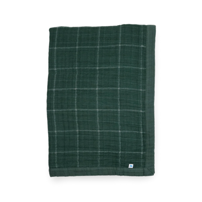 Evergreen Plaid Cotton Muslin Baby Quilt