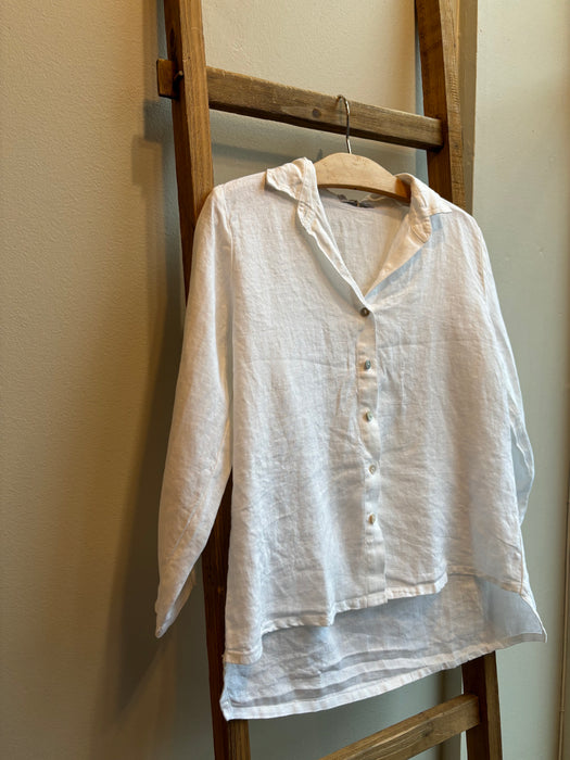 Hi-Low Linen Crop Shirt