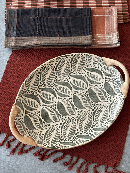 Small Oval Serving Platter w/Handles - Tahiti Pine