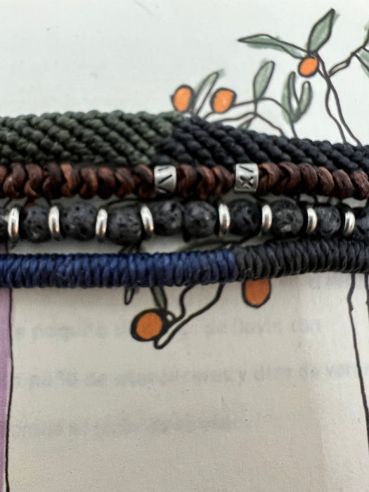 Set of 4 Hand Crafted Macrame Men's Bracelets Earth