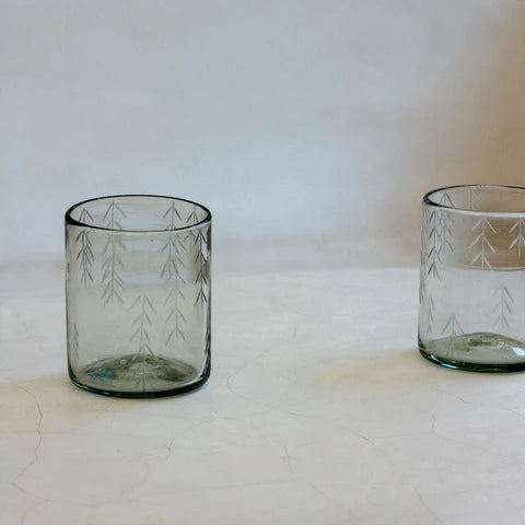 Hand-Etched Spikes Small Glass Tumbler