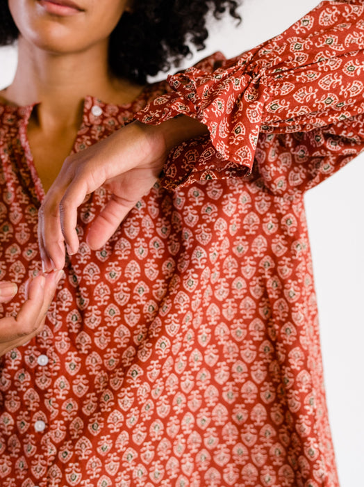 Kristen Red Block Print Blouse