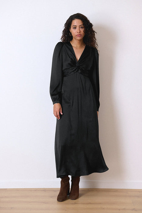 Tango Black Long Satin Dress