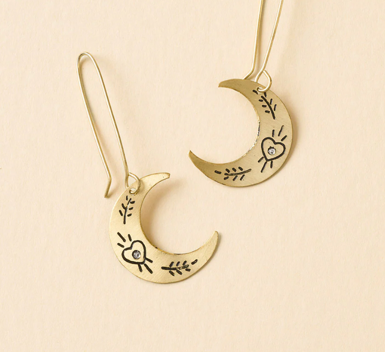Ruchi Crescent Moon Gold Dangle Earrings
