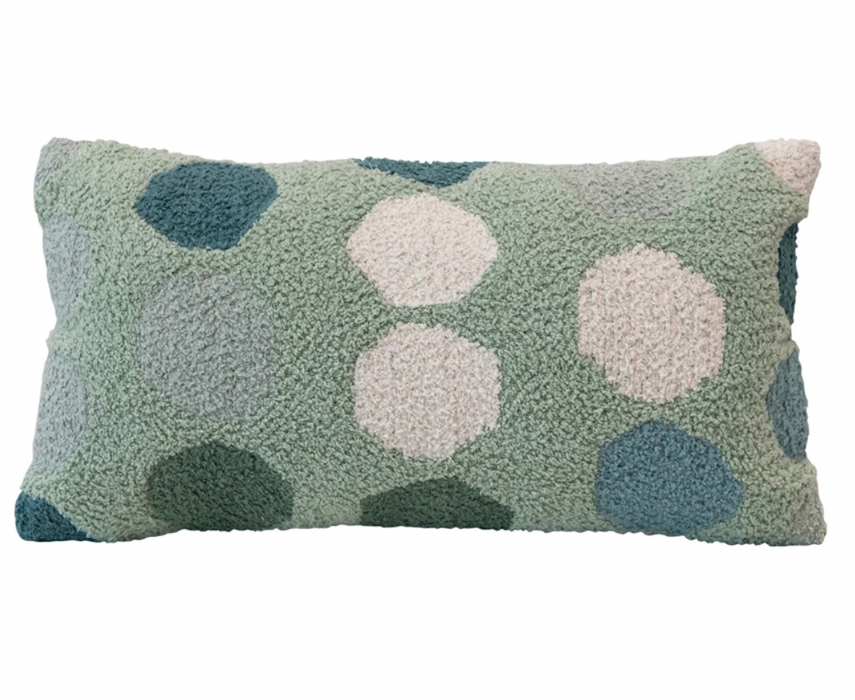 Woven Cotton Lumbar Pillow with Dots 24" x 12"
