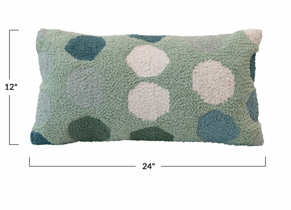 Woven Cotton Lumbar Pillow with Dots 24" x 12"