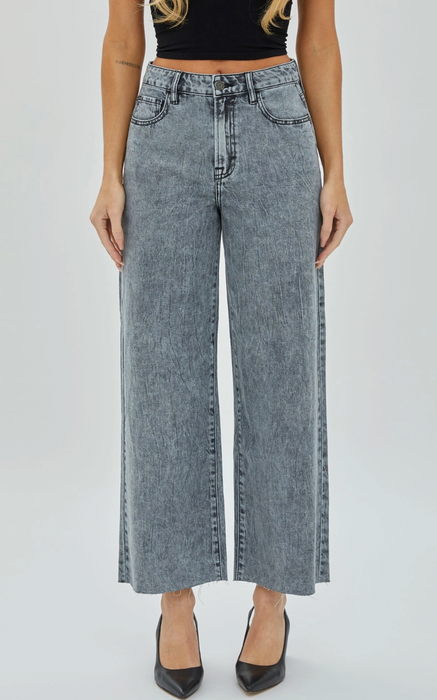 Light Grey Clean Cropped Wide-leg Jeans