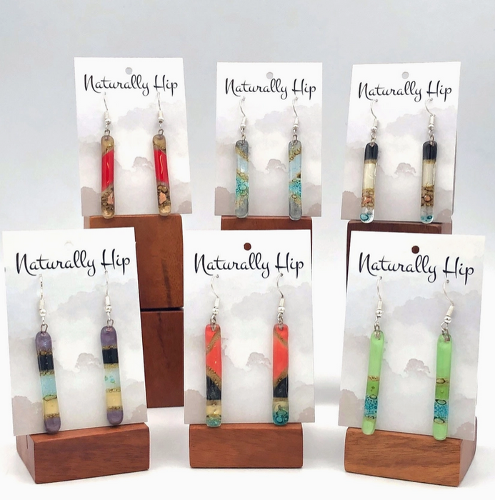 Long Stem Glass Earrings Assorted Colors