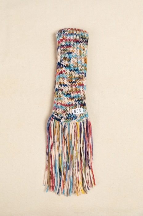 Hand-Painted Chunky Scarf with Tassels