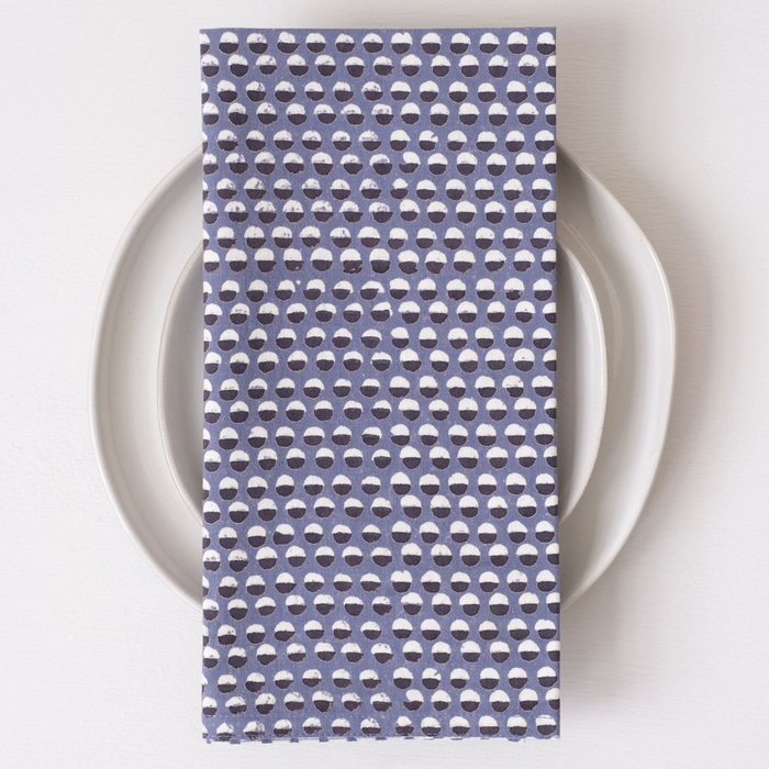 Tilmi Blue Navy Block Printed Napkins - Set of 4