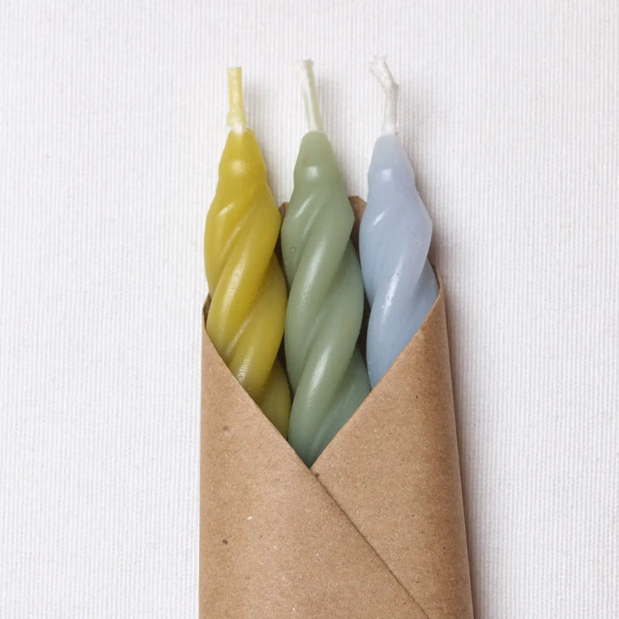 Hydrangea Beeswax Spiral Tapers - Set of 3