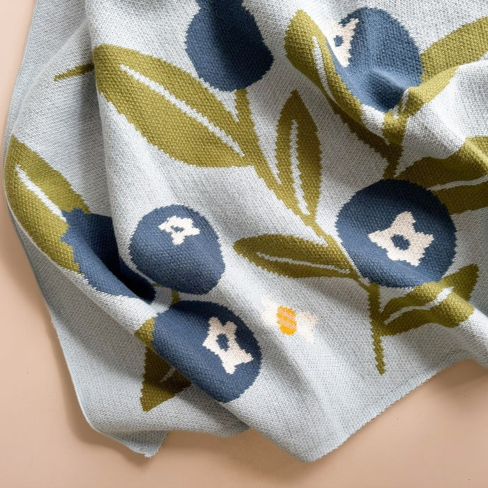 Blueberry Bear Beekeeper Organic Cotton Blanket