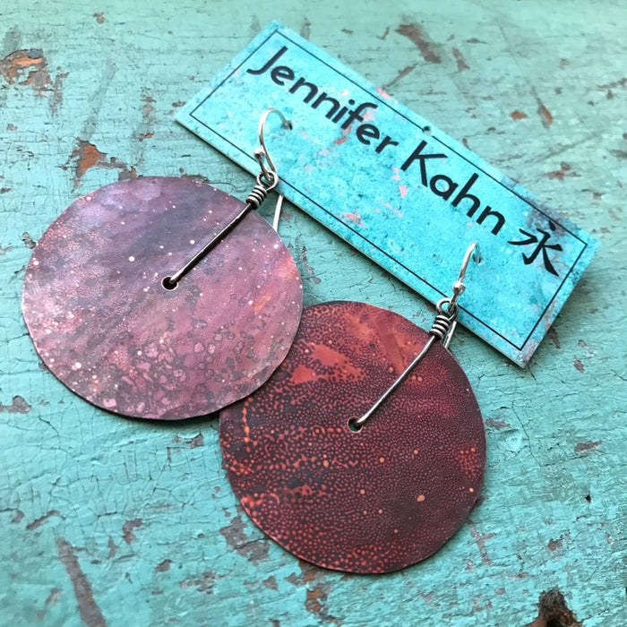 Small Copper Disc Earrings