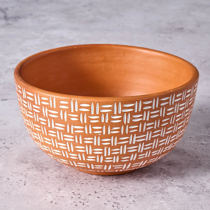 Lattice Lines Terracotta Bowl