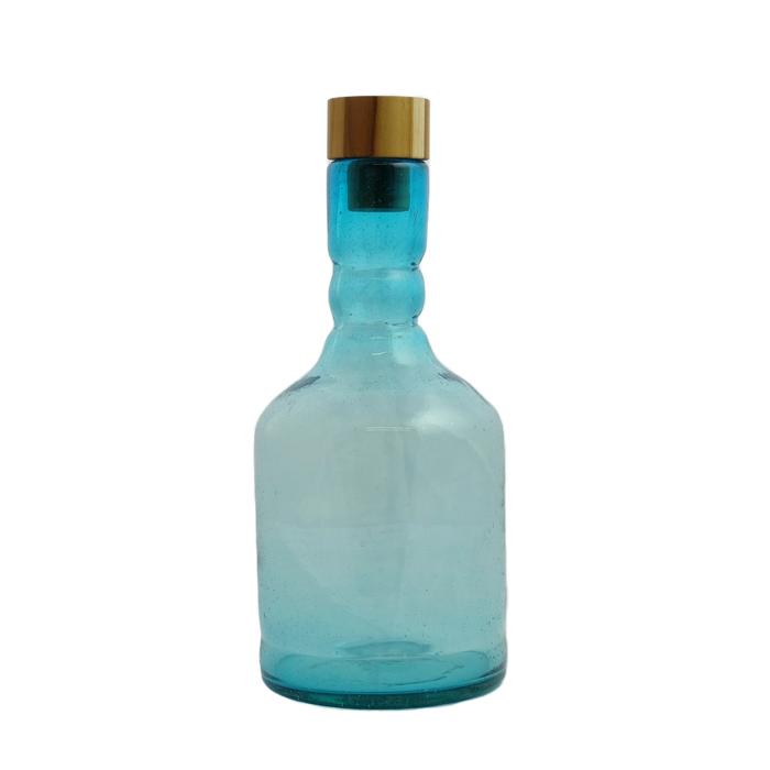 Aqua Hand Blown Glass Decanter with Topper