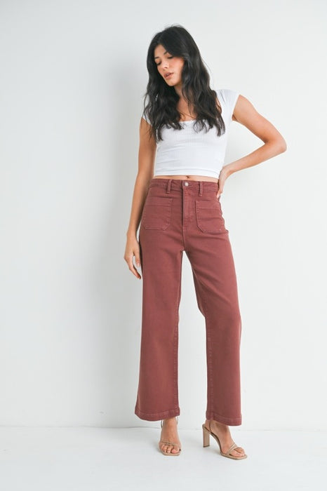 Patch Pocket Wide Leg Jean