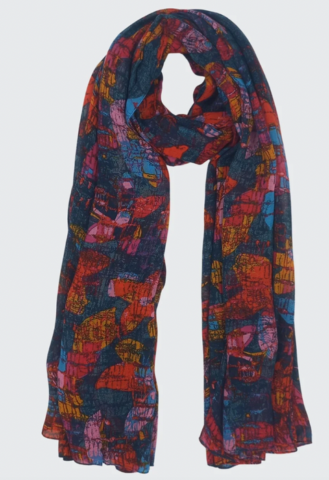 Colorful Stain-glass Daisy Print Scarf