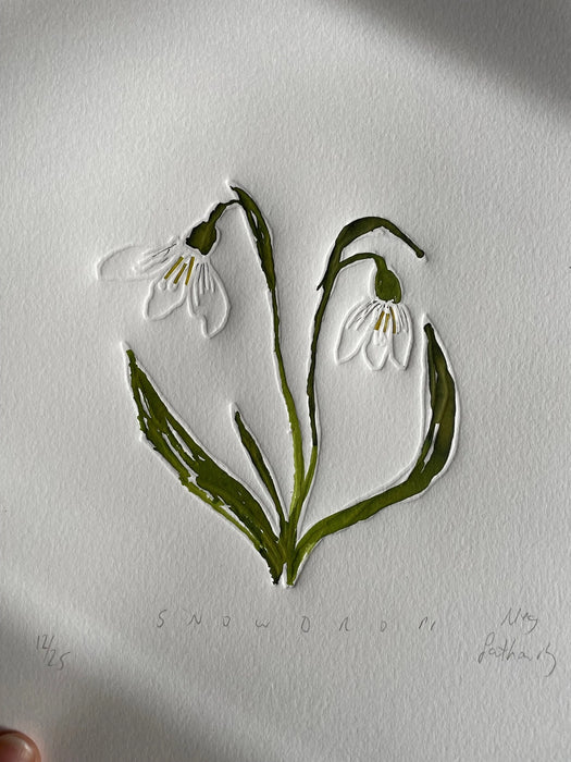 Limited Edition Snowdrop Embossing, Drawing & Collage Print