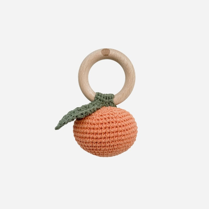 Orange Cotton Crochet Rattle Teether