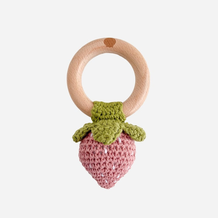 Strawberry Cotton Crochet Rattle Teether