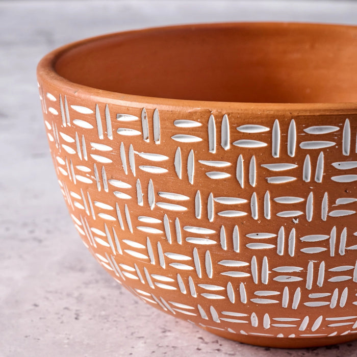 Lattice Lines Terracotta Bowl