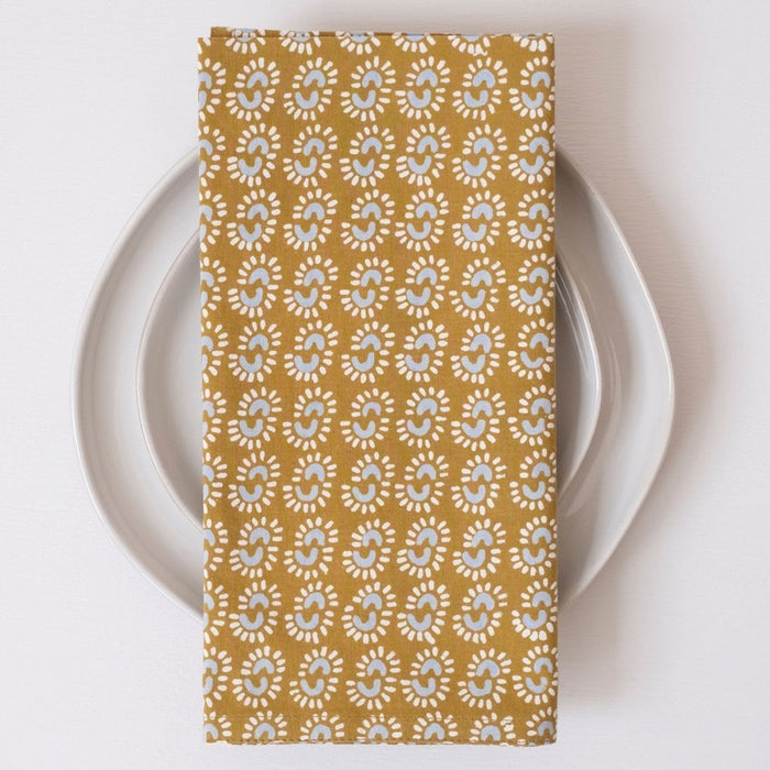 Sunburst Dark Honey Block Printed Napkins - Set of 4