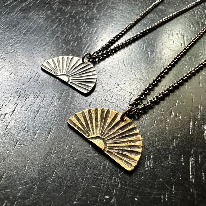 Small Brass Sunburst Necklace