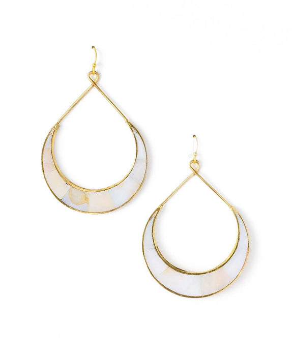 Rajani Crescent Mother of Pearl Hoop Earrings