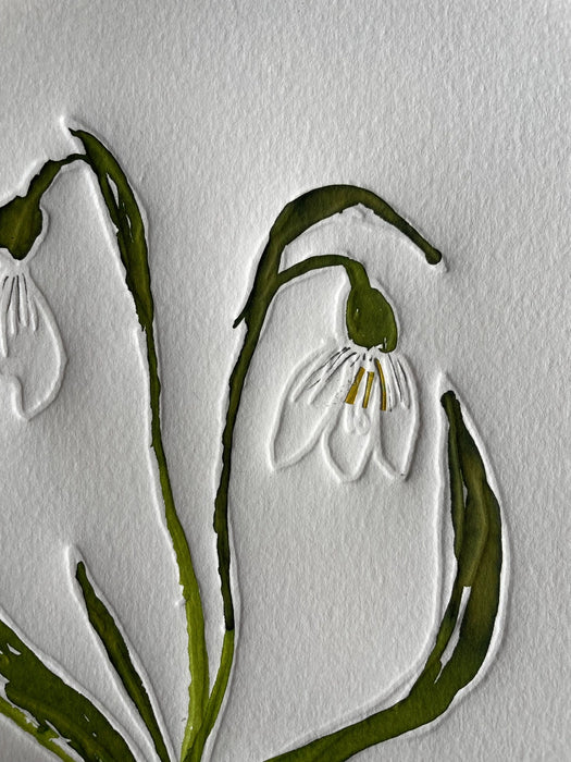 Limited Edition Snowdrop Embossing, Drawing & Collage Print