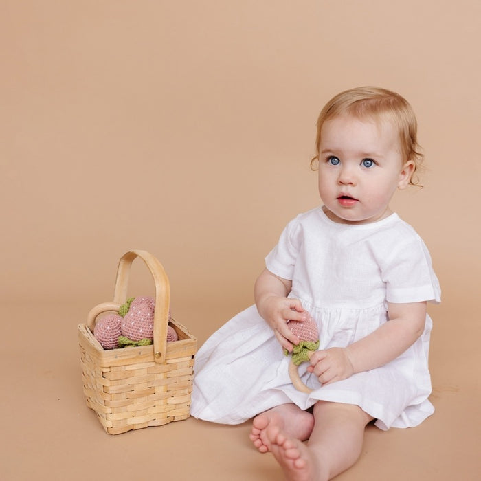 Strawberry Cotton Crochet Rattle Teether