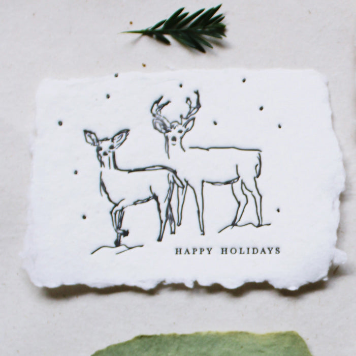 Deer in Snow Petite Holiday Note Cards - Set of 4