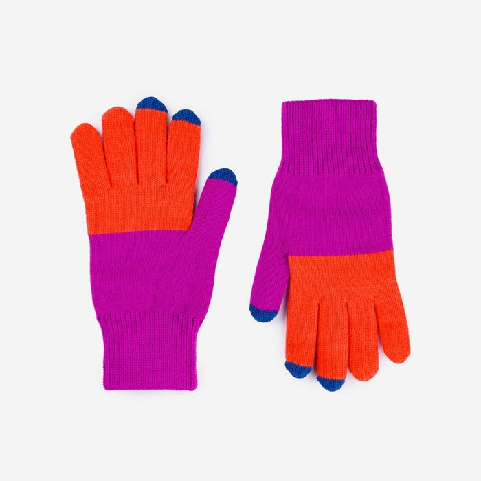 Colorblock Knit Touchscreen Gloves