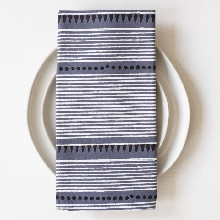 Laya Blue Block Printed Napkins - Set of 4