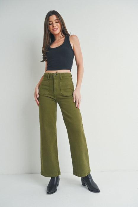 Patch Pocket Wide Leg Jean