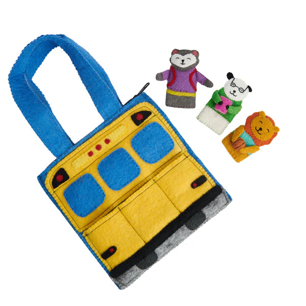 School Bus Felt Puppet Bag