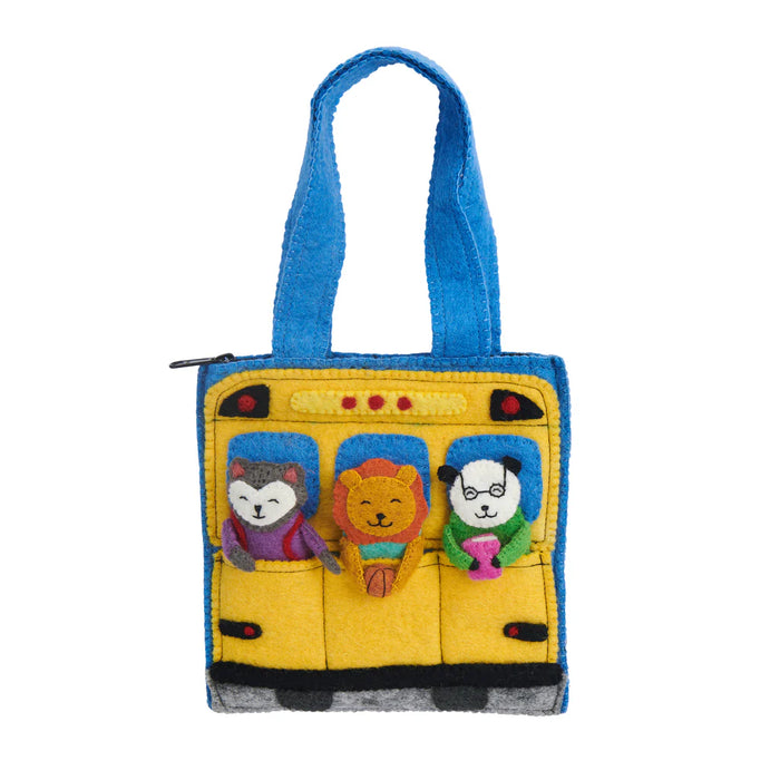 School Bus Felt Puppet Bag