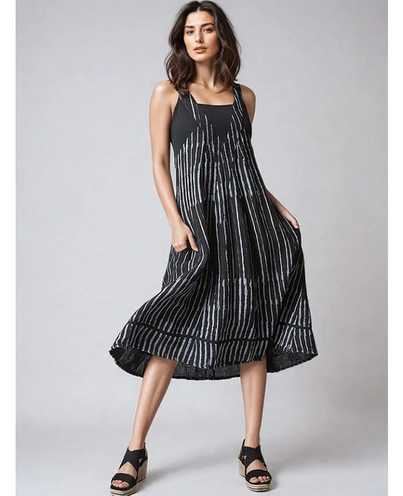 Square Neck Linen Stripe Dress