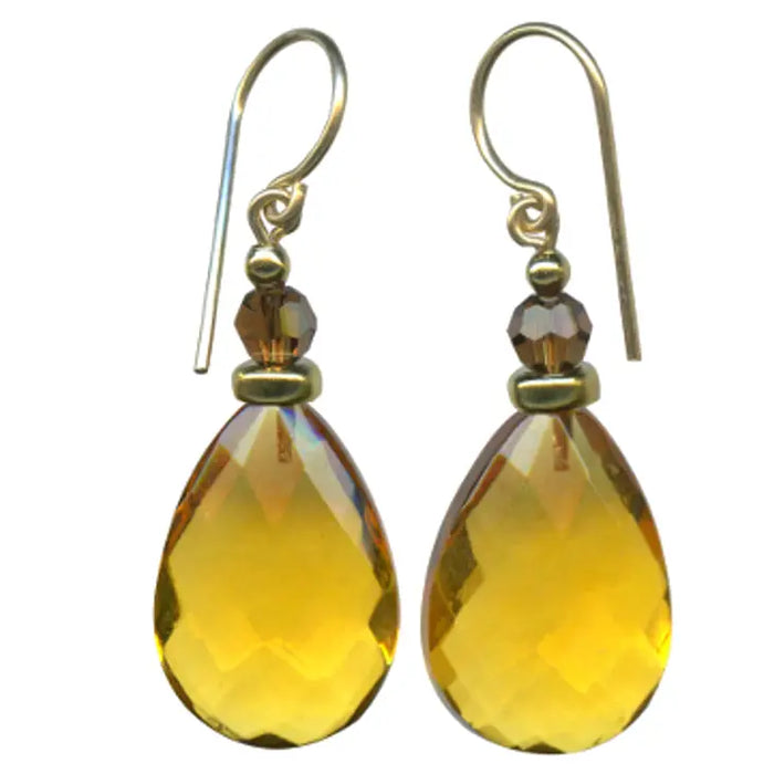 HIGH STREET 22 - TOPAZ GLASS EARRINGS, CRYSTAL ACCENTS, GOLD
