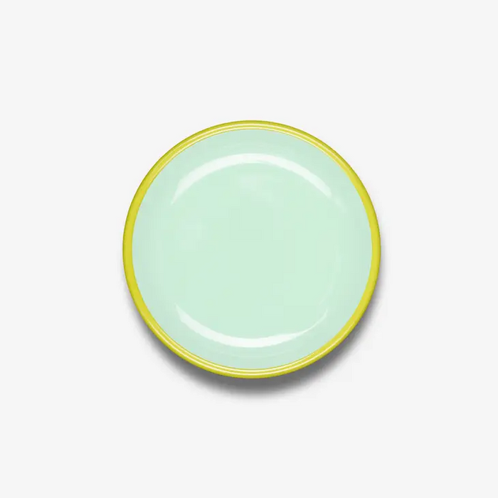 Colorama Small Plate 8" Mint with Chartreuse Rim