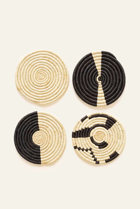 Mixed Natural & Black Coasters - Set of 4