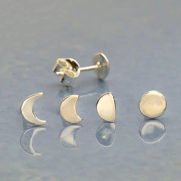Moon Phase Set of 4 Post Earrings - Sterling Silver