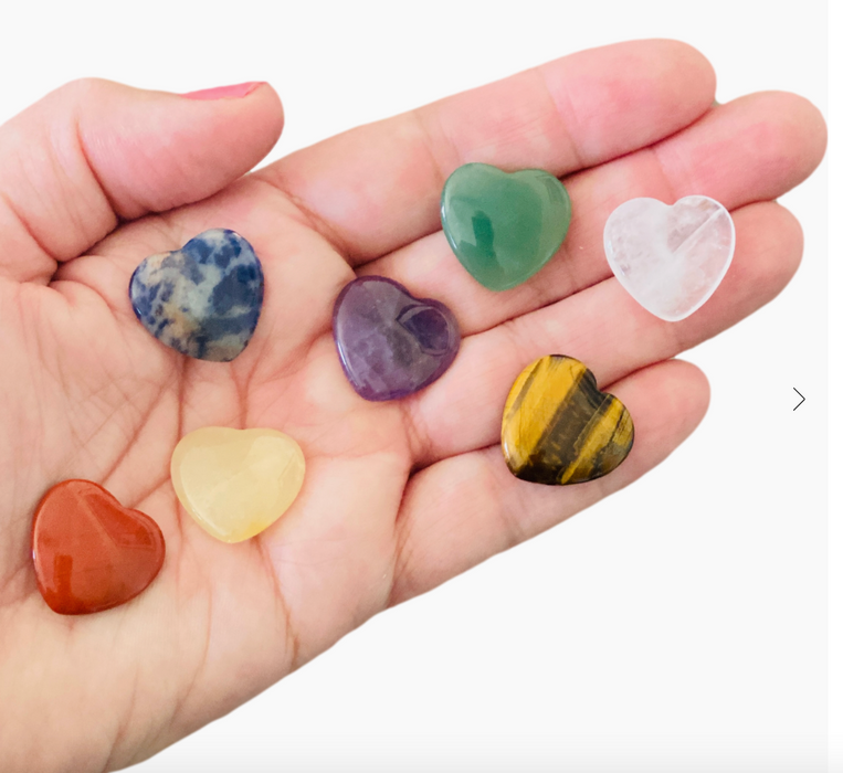 Chakra Stones Crystal Mini Hearts - Set of Seven Crystals