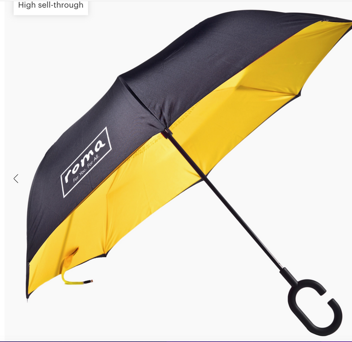 ROMA Inverted Umbrella in Yellow -FINAL SALE